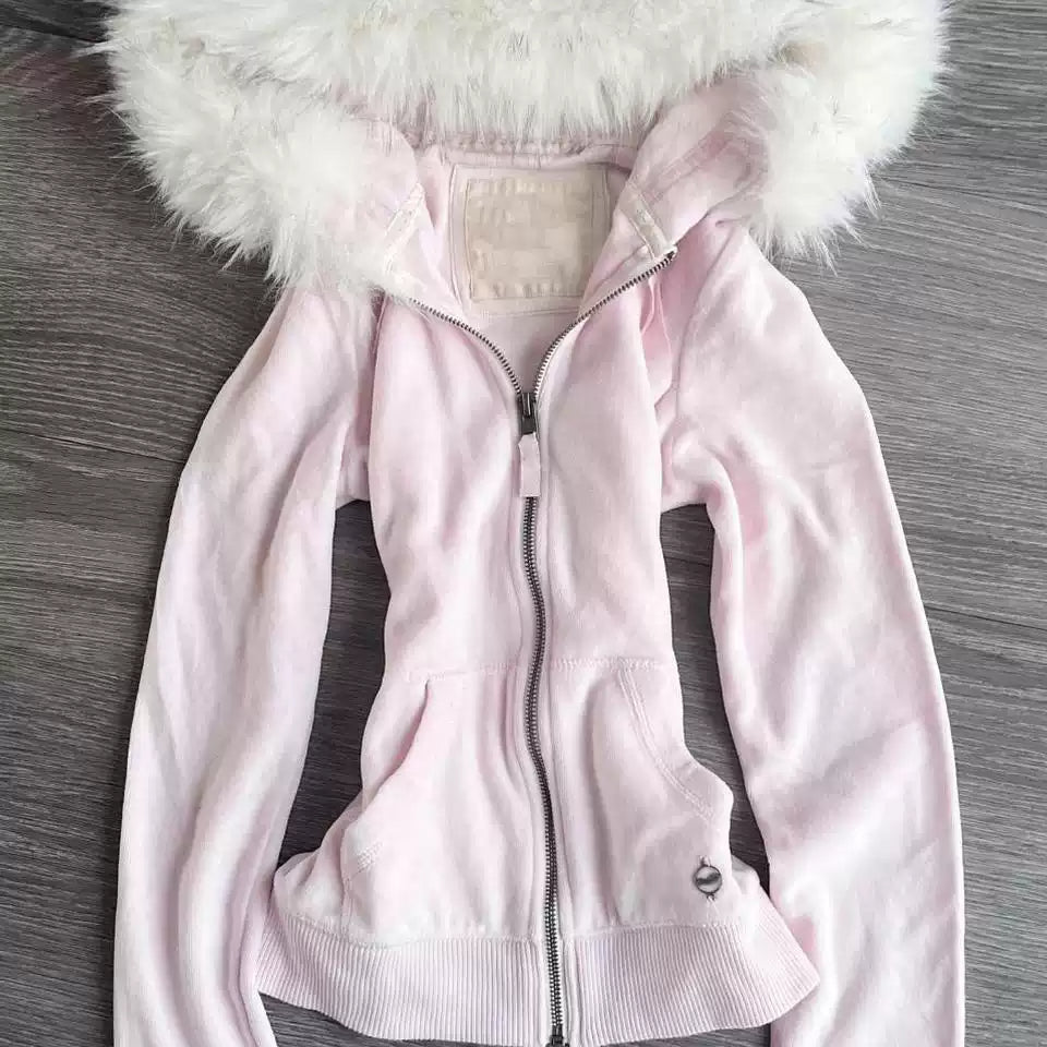 Y2K Pink Hooded Zipper Jacket