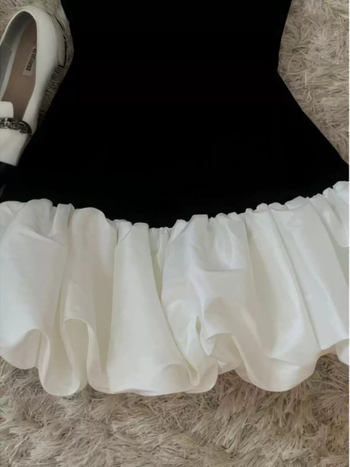 Black one-shoulder tube top dress