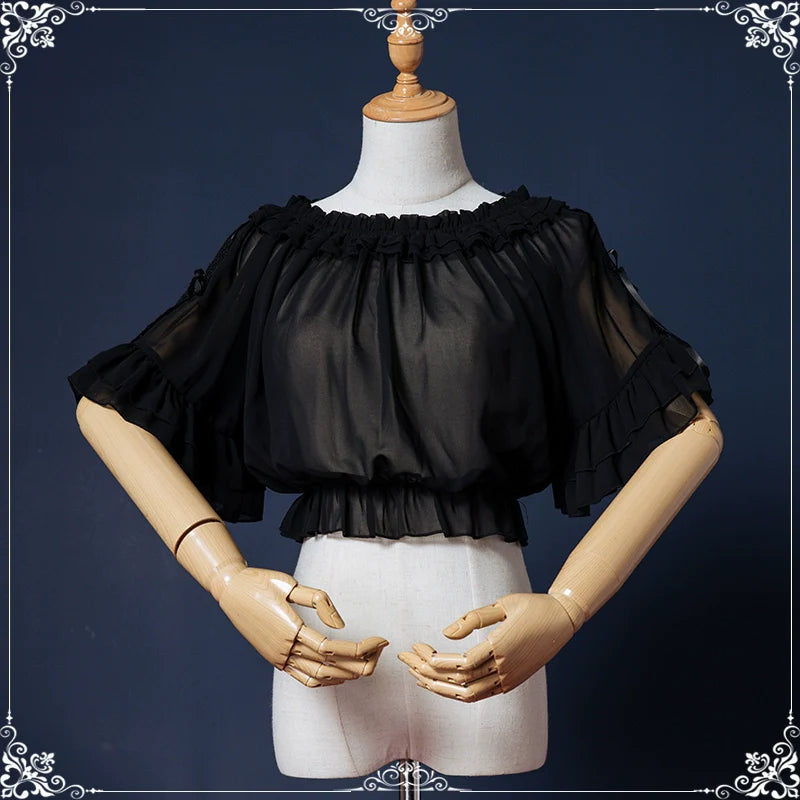 Classic Princess Lolita JSK Elegant Chiffon Top Black top only