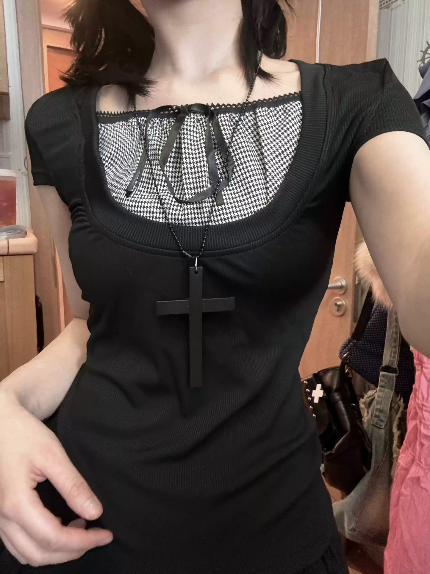 Gothic Retro Dark Square Neck Top