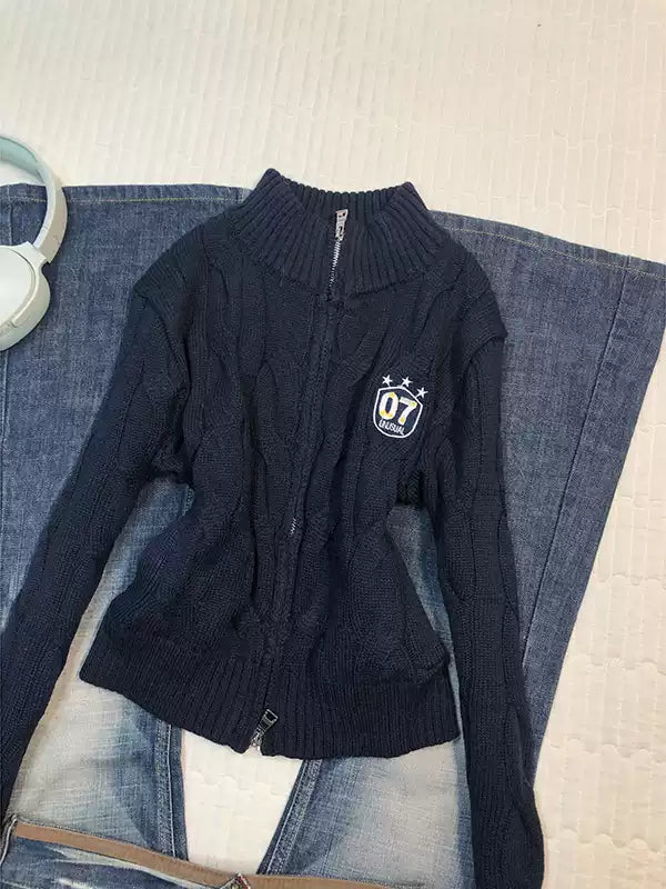 Navy Twist Sweater Jacket