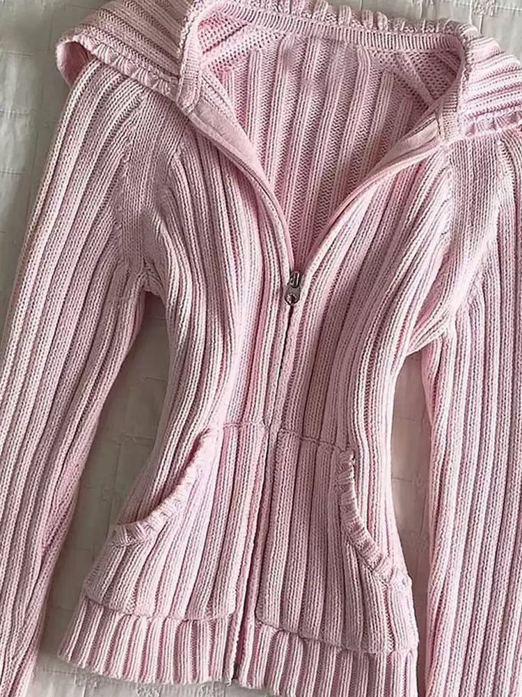 Retro Pink Sweater Cardigan