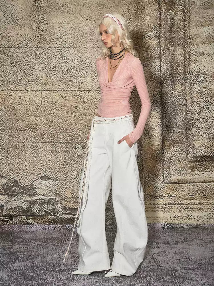 High Street Loose White Jeans