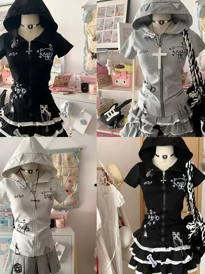 Japanese cat ears hooded jacket