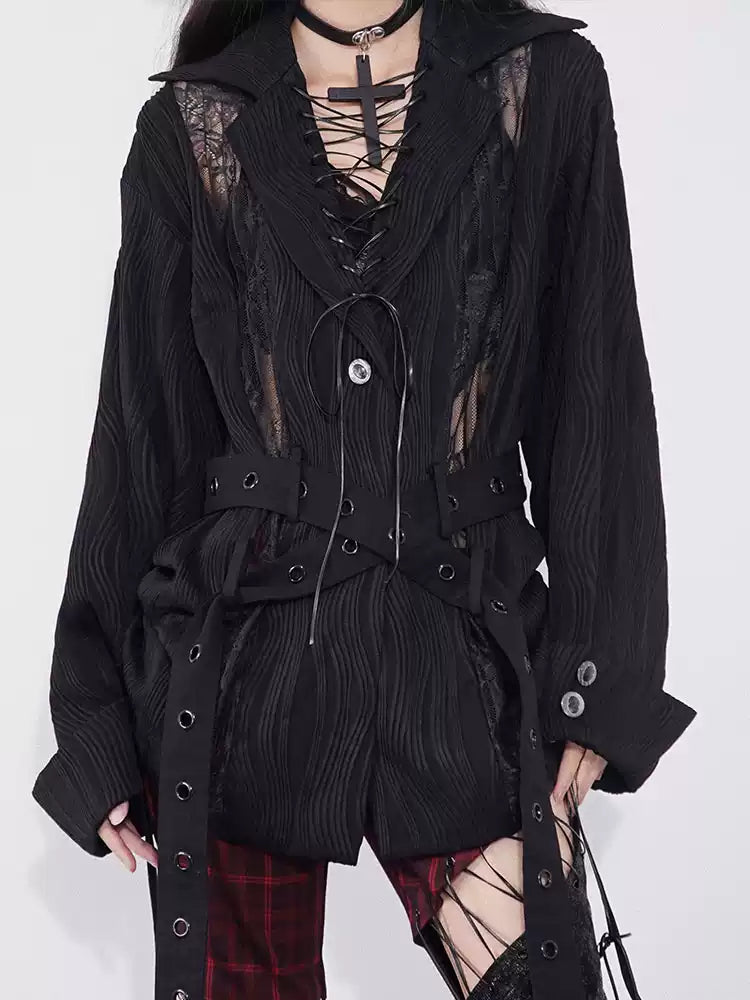 lace splicing multi-wear shirt