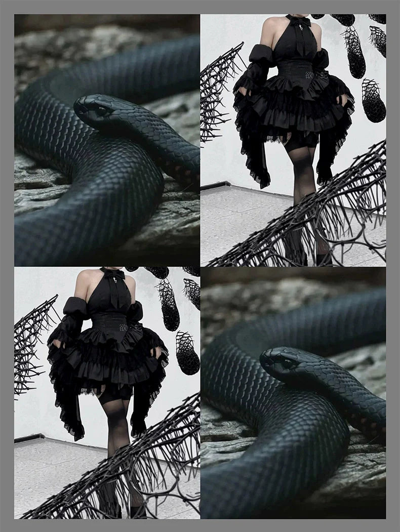 Gothic Lolita JSK Dress Snake Print Slimming Backless Dress