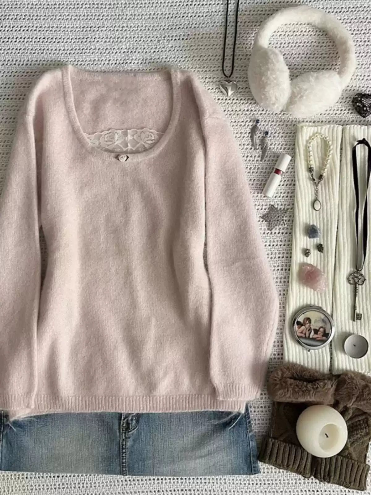 pink soft waxy sweater