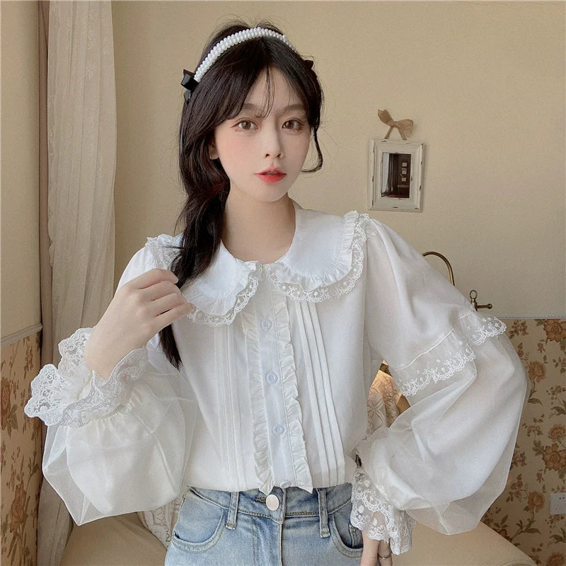 Sweet Lolita Shirt White Doll Collar Shirt
