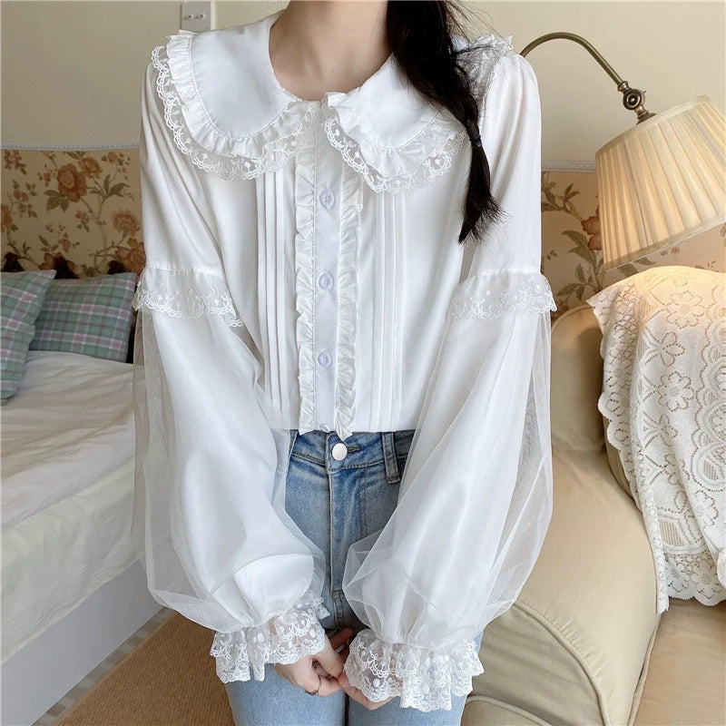 Sweet Lolita Shirt White Doll Collar Shirt