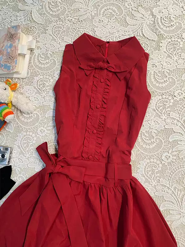 red straps sleeveless shirt dress
