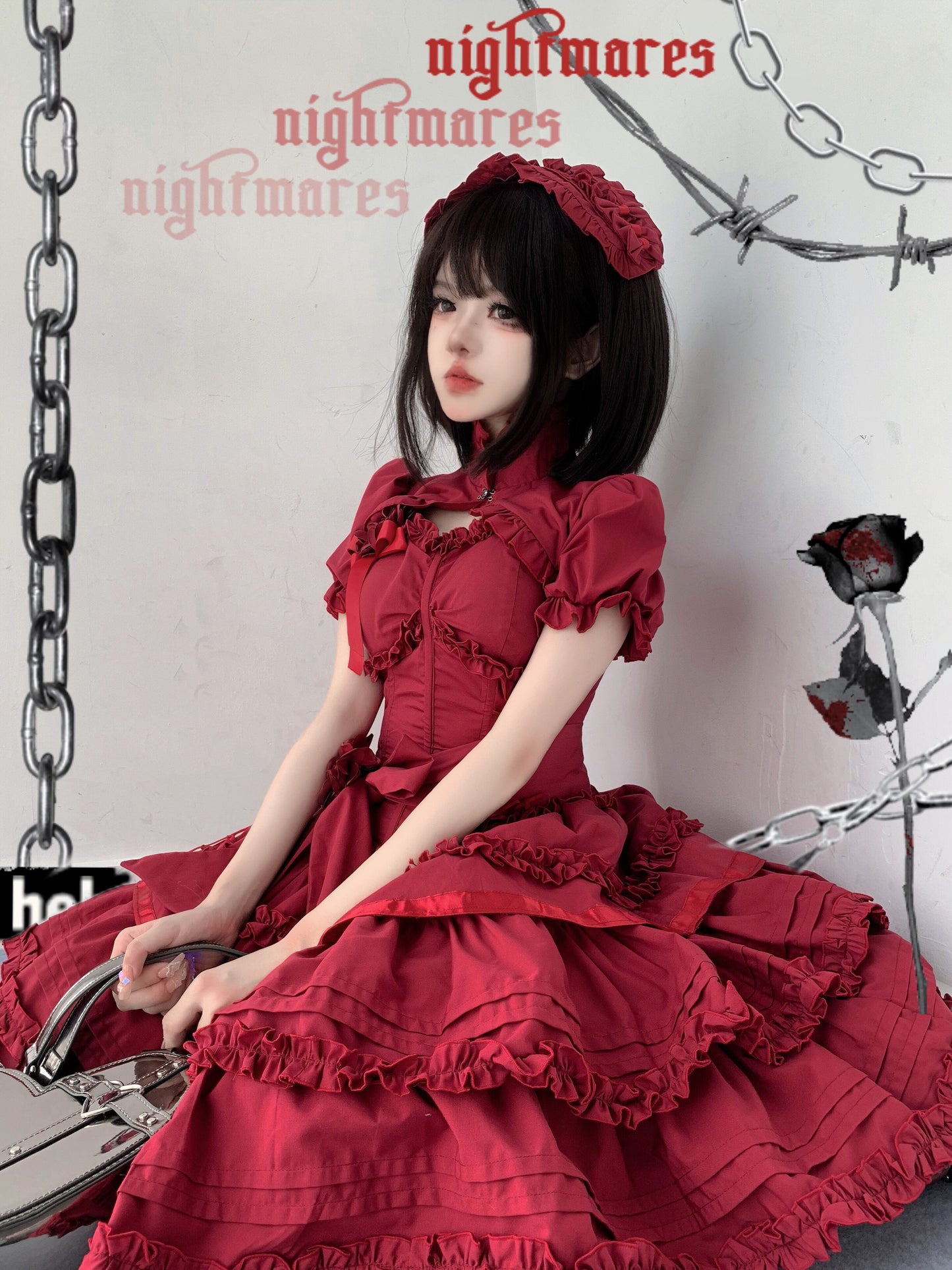 Gothic Lolita JSK Dress Christmas Short Sleeve Bolero