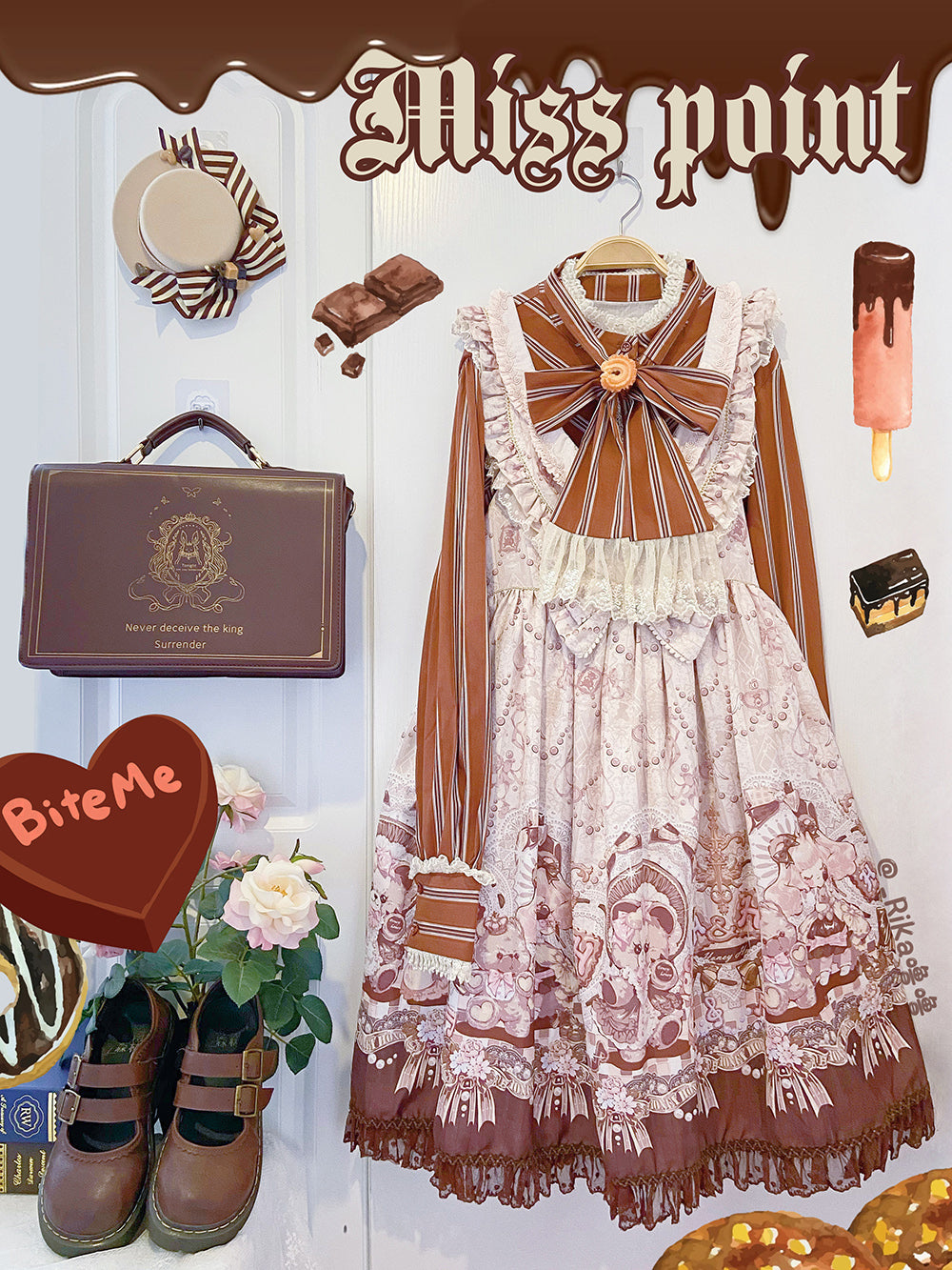 Chocolate Daily Light Sweet Stripe Lolita Blouse
