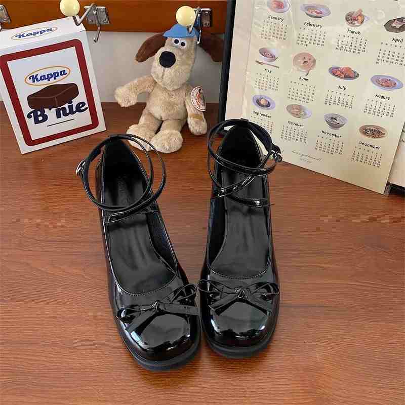 Red Mary Jane Dark Coquette High Heels