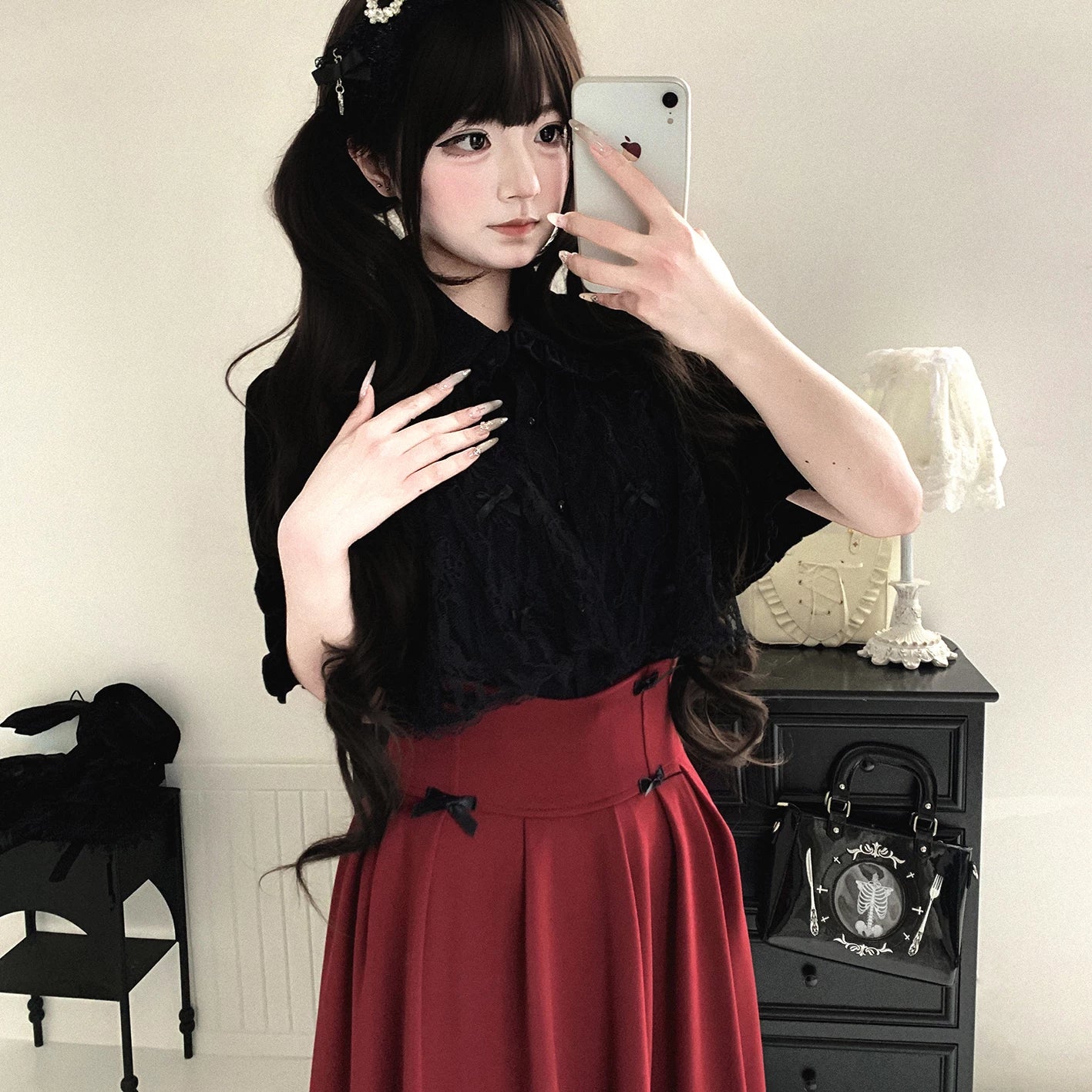 KittyBxllet Original “DREAM KNOT” Lace Peplum Short-Sleeve Blouse