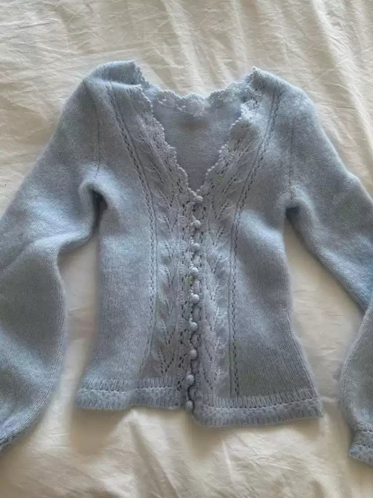 Retro Soft Waxy Blue Sweater