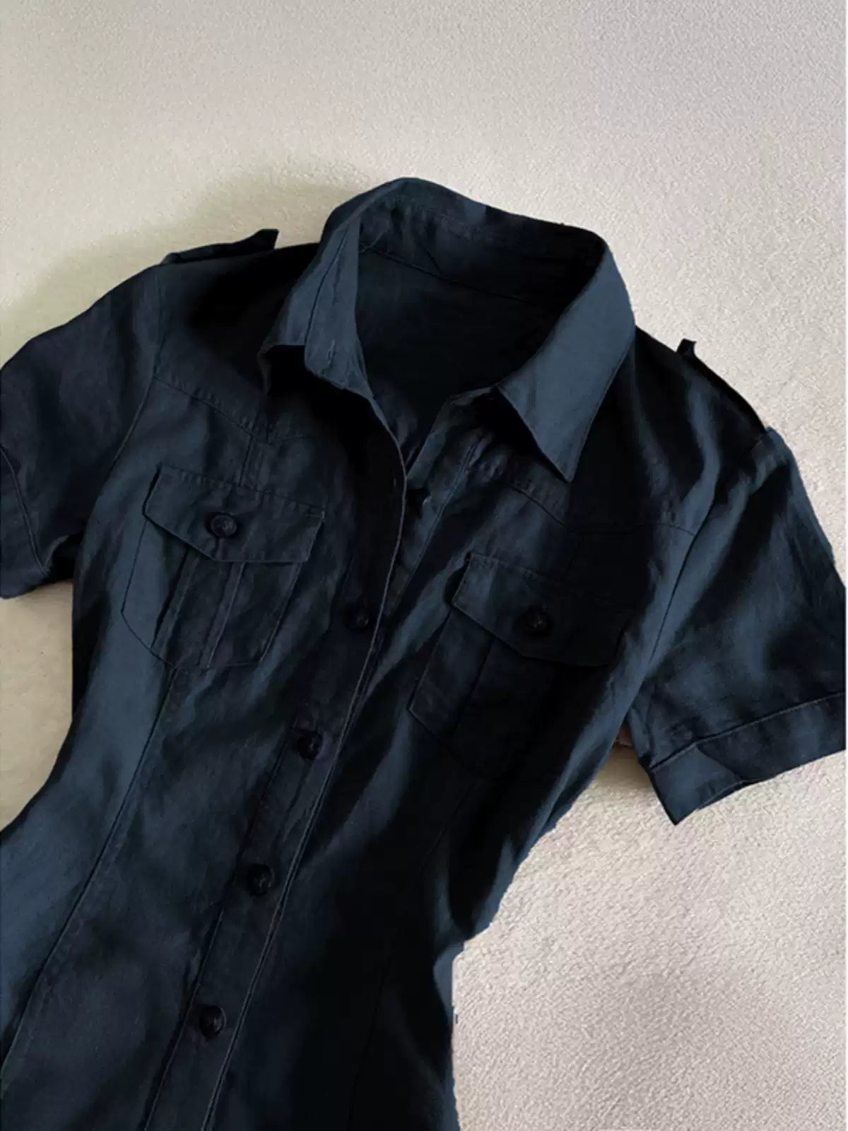 Navy blue cake shirt dress