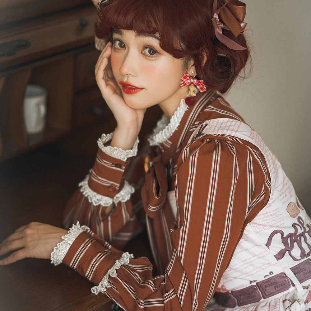 Chocolate Daily Light Sweet Stripe Lolita Blouse