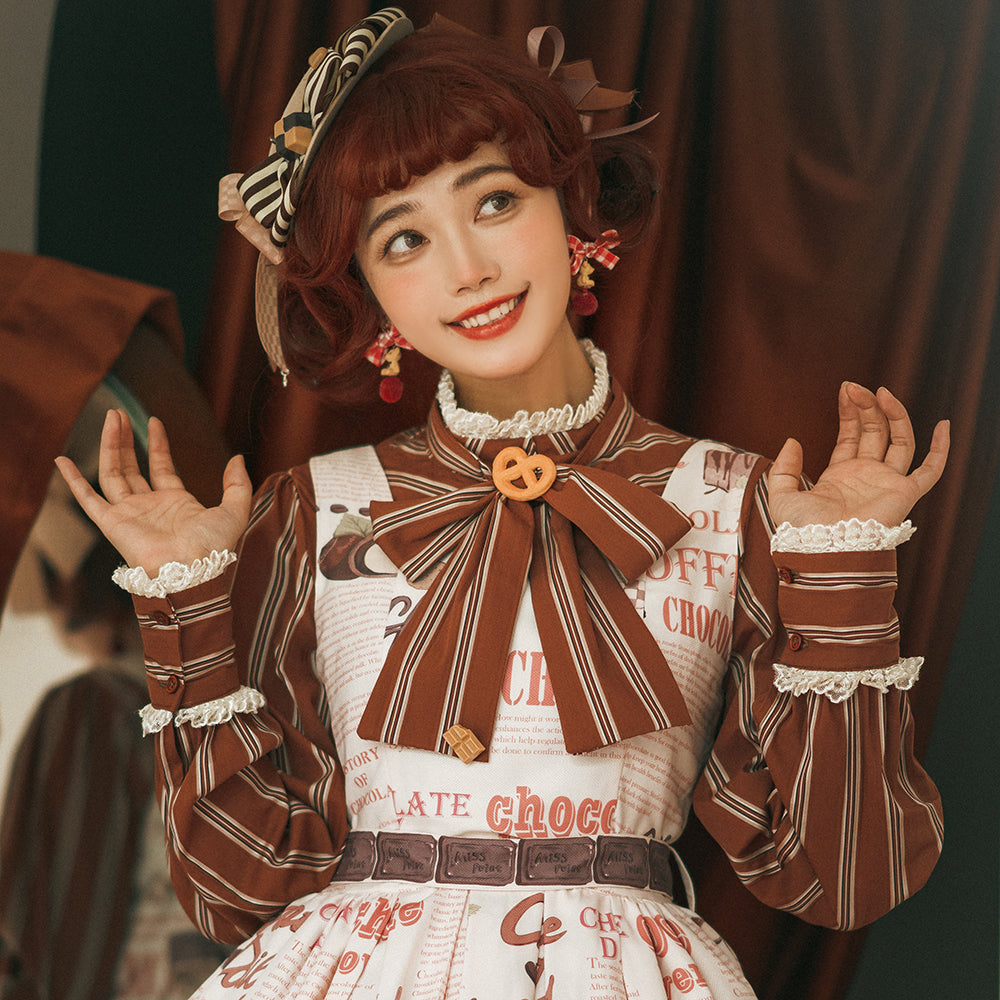 Chocolate Daily Light Sweet Stripe Lolita Blouse