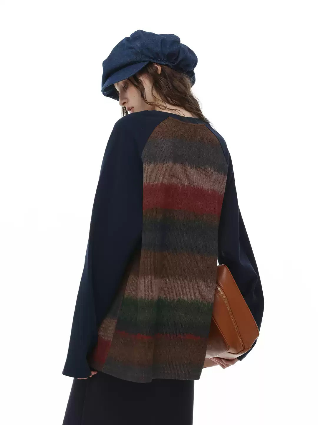 American retro gradient color round neck pullover sweatshirt