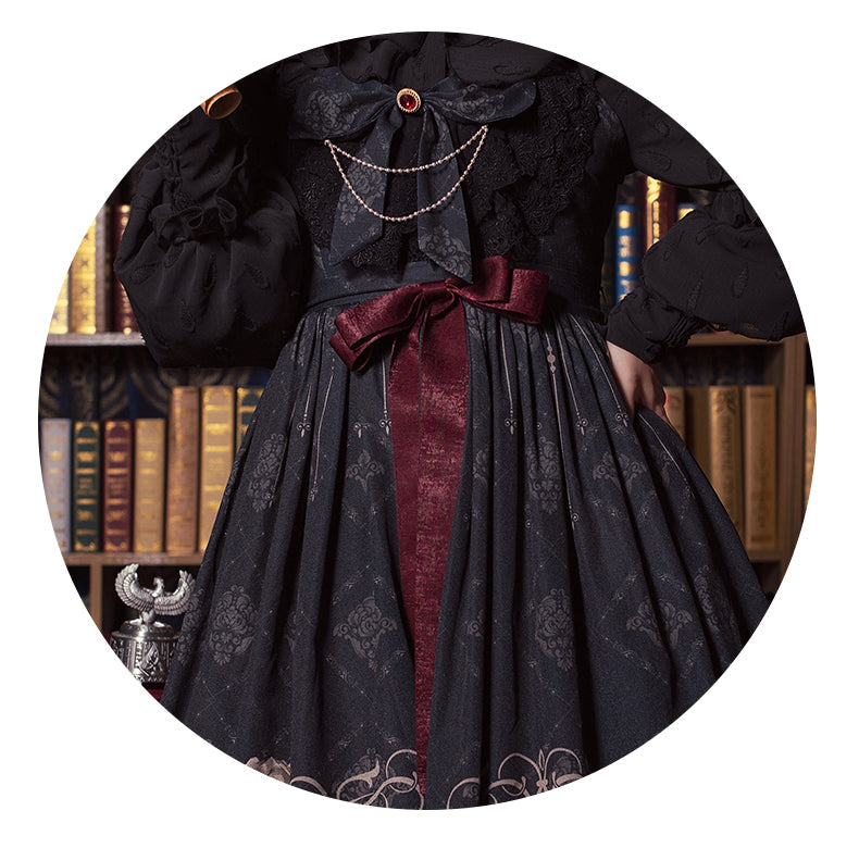 Gothic Black and Red Dress JSK