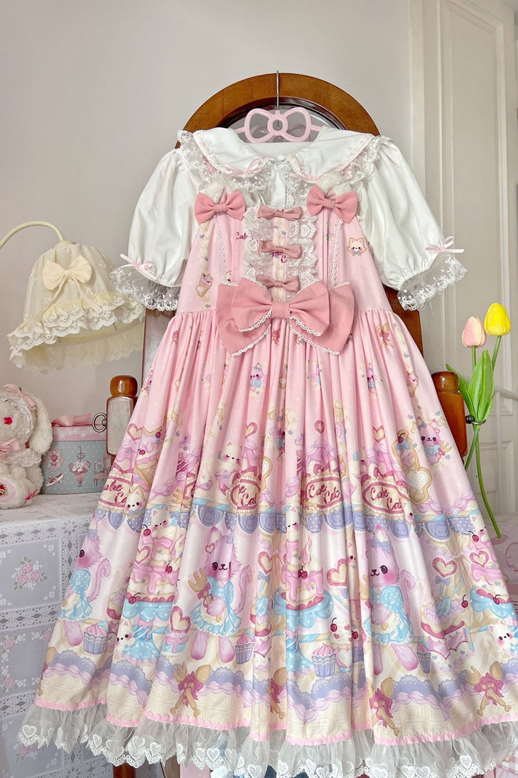 Cute Lolita Cat Printed Sweet JSK Dress