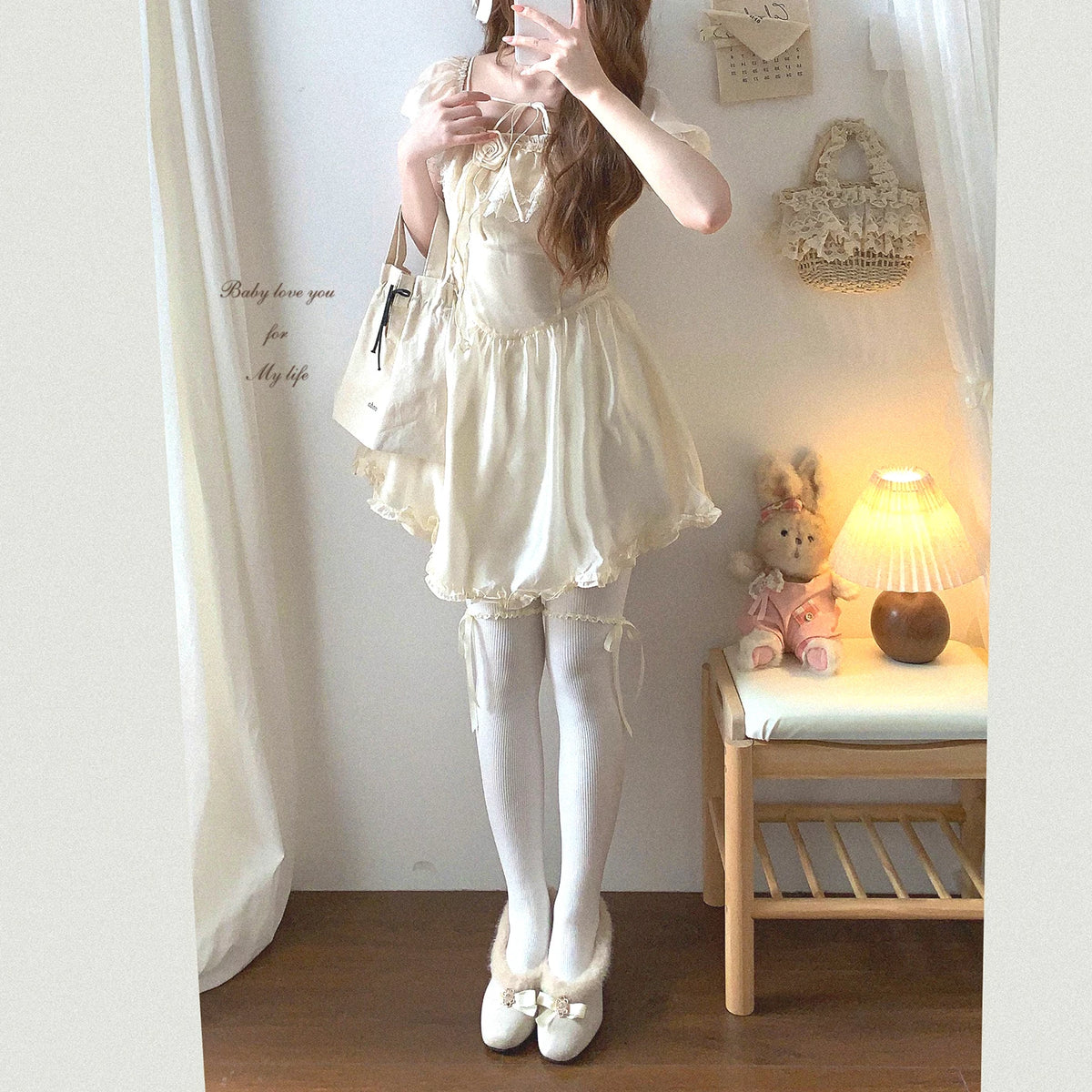 Last-Call lrgy Layered Lace 3D Rose Off-Shoulder Puff Sleeve Princess Dress