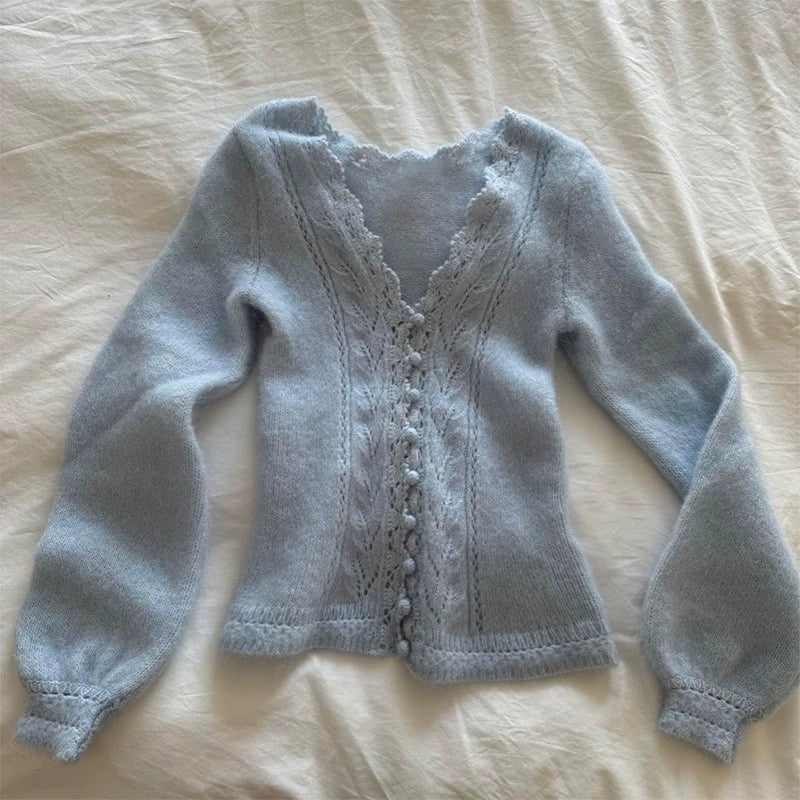 Retro Soft Waxy Blue Sweater