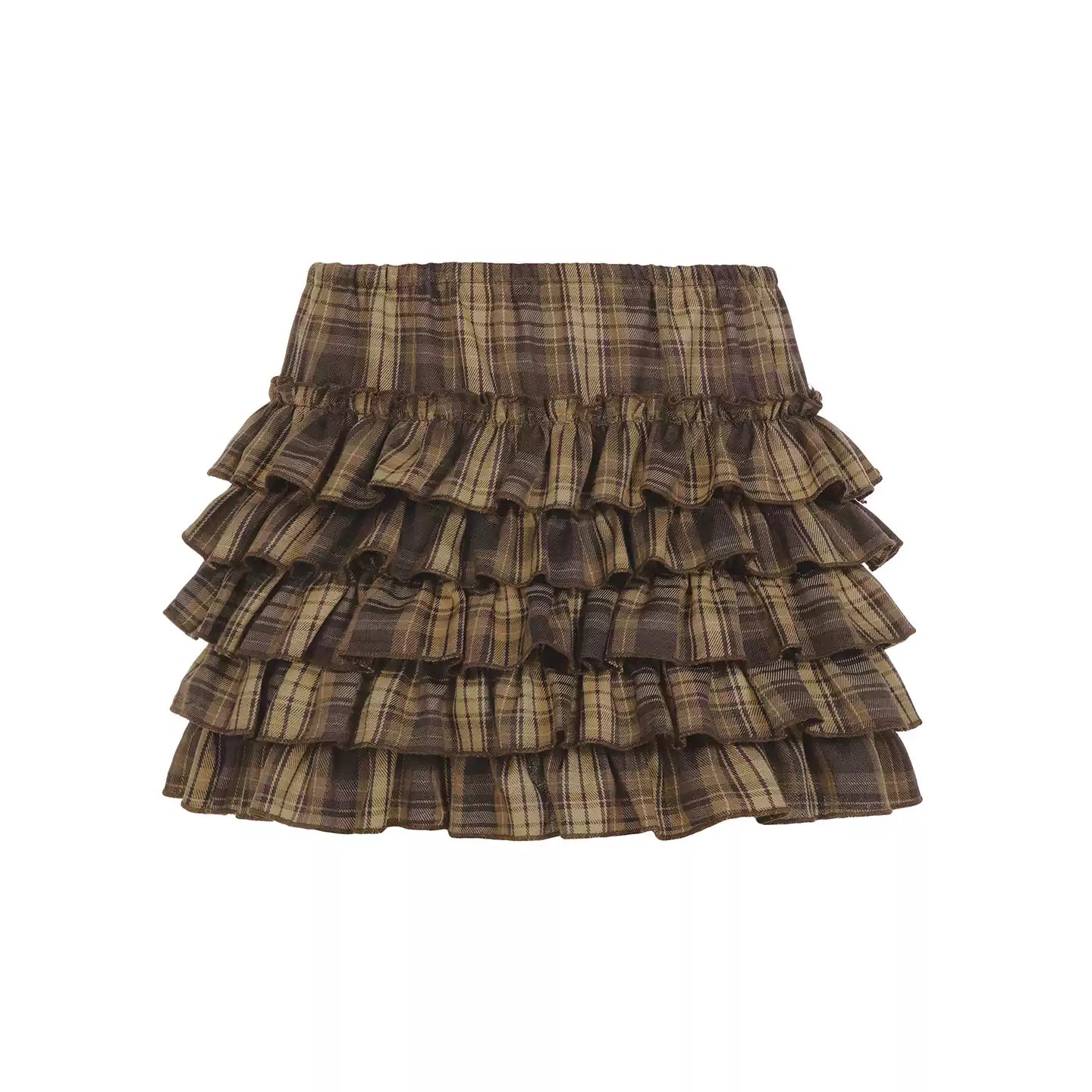 Retro Plaid Brown Pleated Skirt