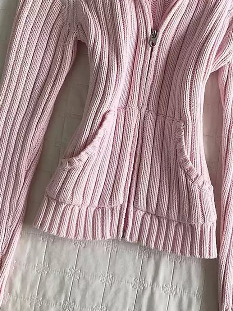 Retro Pink Sweater Cardigan