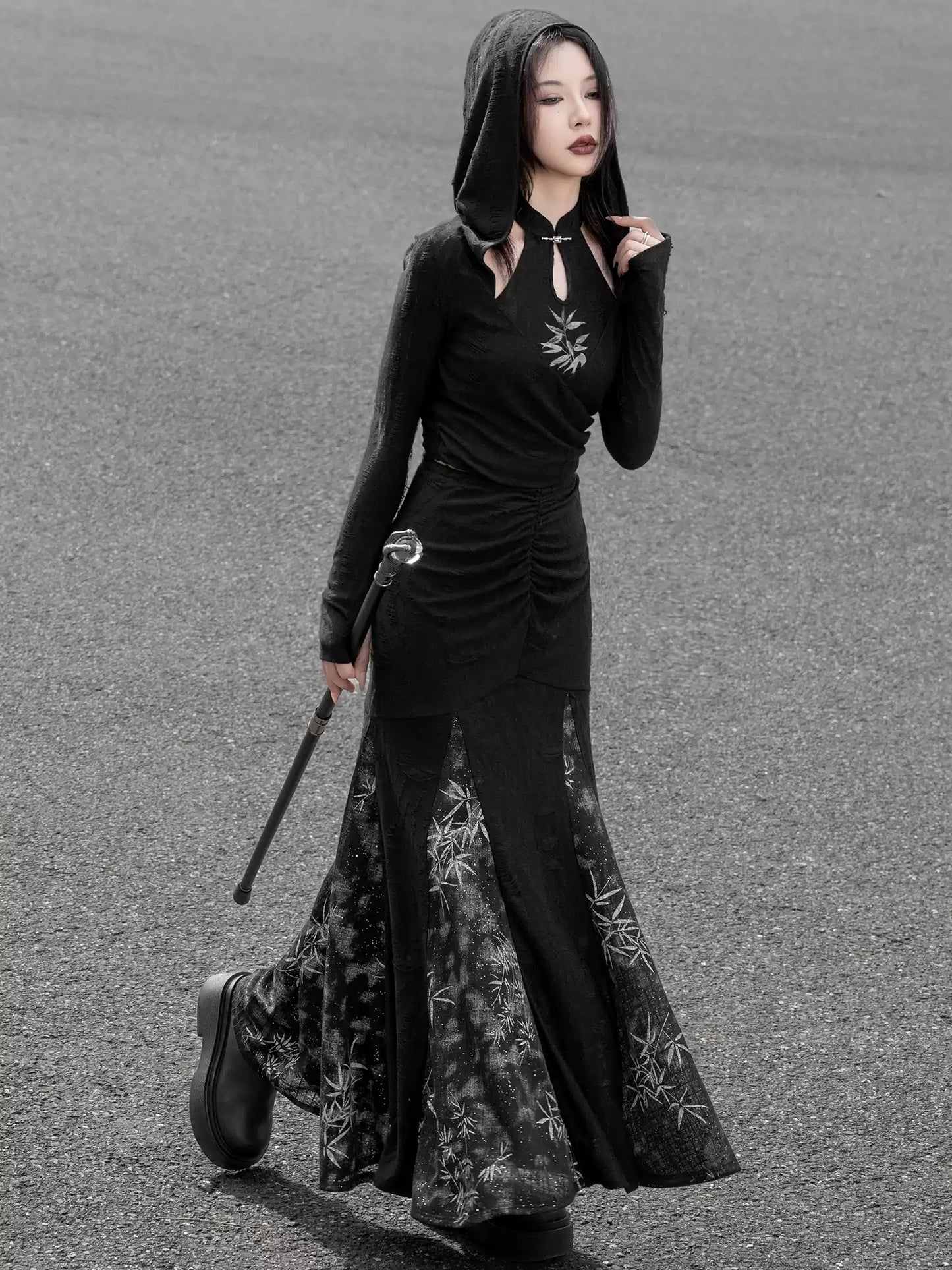 Wasteland Style Black Cheongsam Top
