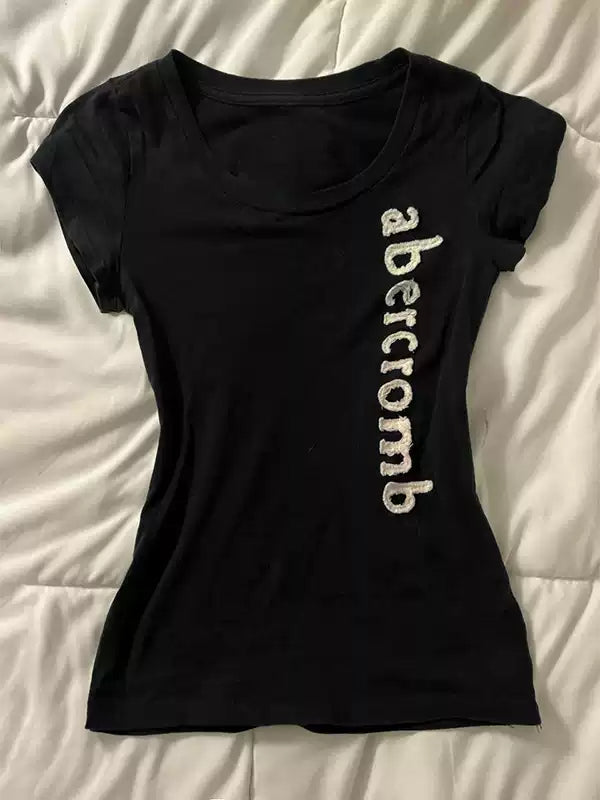 White Letters Right Shoulder T-Shirt