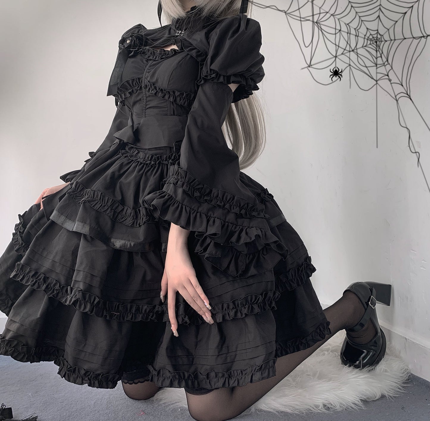 Gothic Lolita JSK Dress Christmas Short Sleeve Bolero black dress only