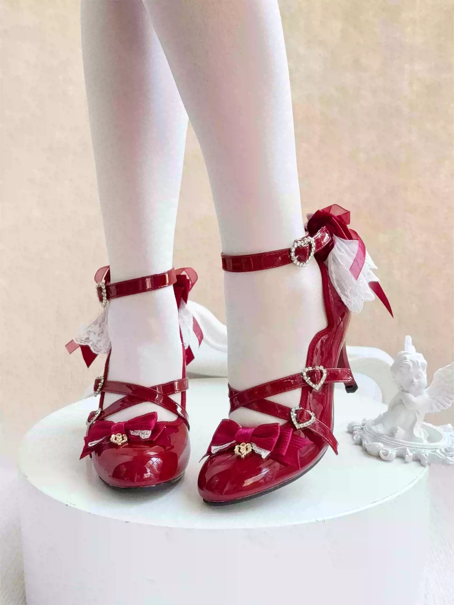 Strawberry Cheese Lolita Bow High Heels