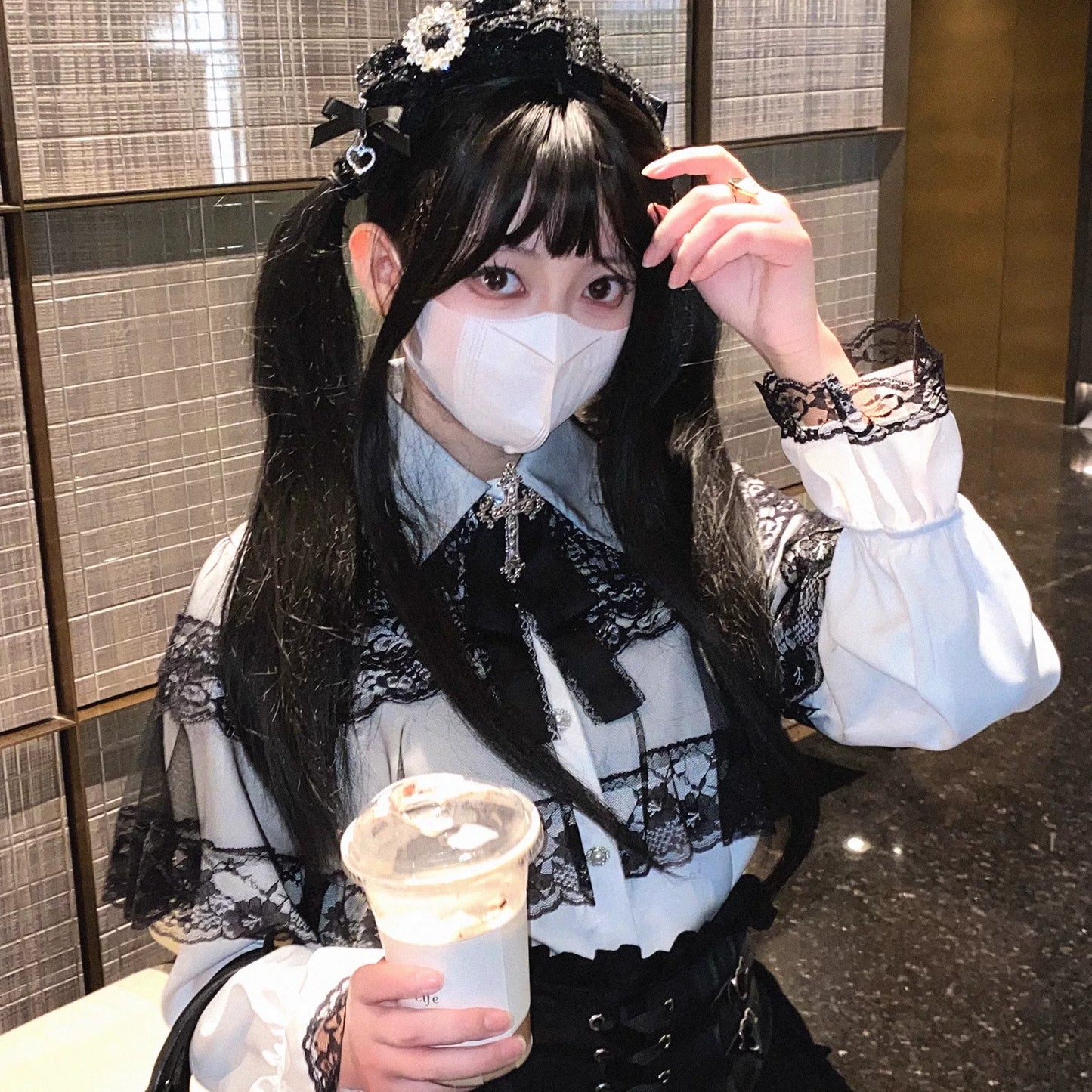 KittyBxllet Original “Misty Veil” Elegant Lace Long-Sleeve Blouse with Ruffles