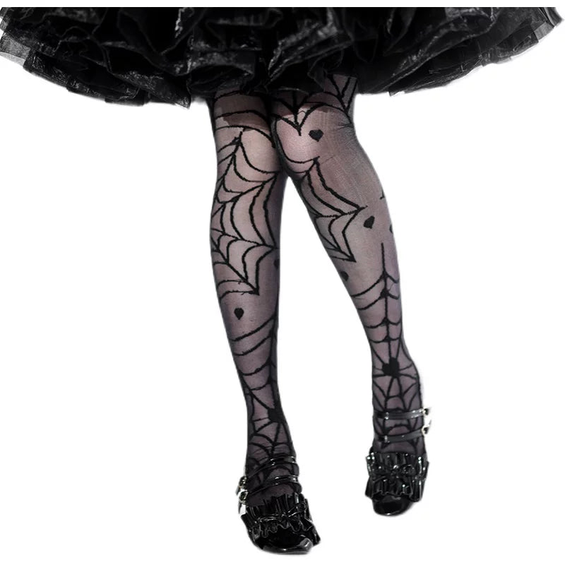 Heart of Crotot Lolita Socks for Women, Summer Mid-Calf, Glass-Silk Ultra-Thin Over-Knee Socks, Japanese Lolita Lace