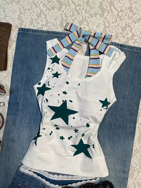 Retro Stars Print Tank Top