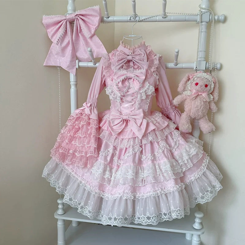 Wedding Lolita JSK Bridal Lolita Dress Pink JSK + brand carton box