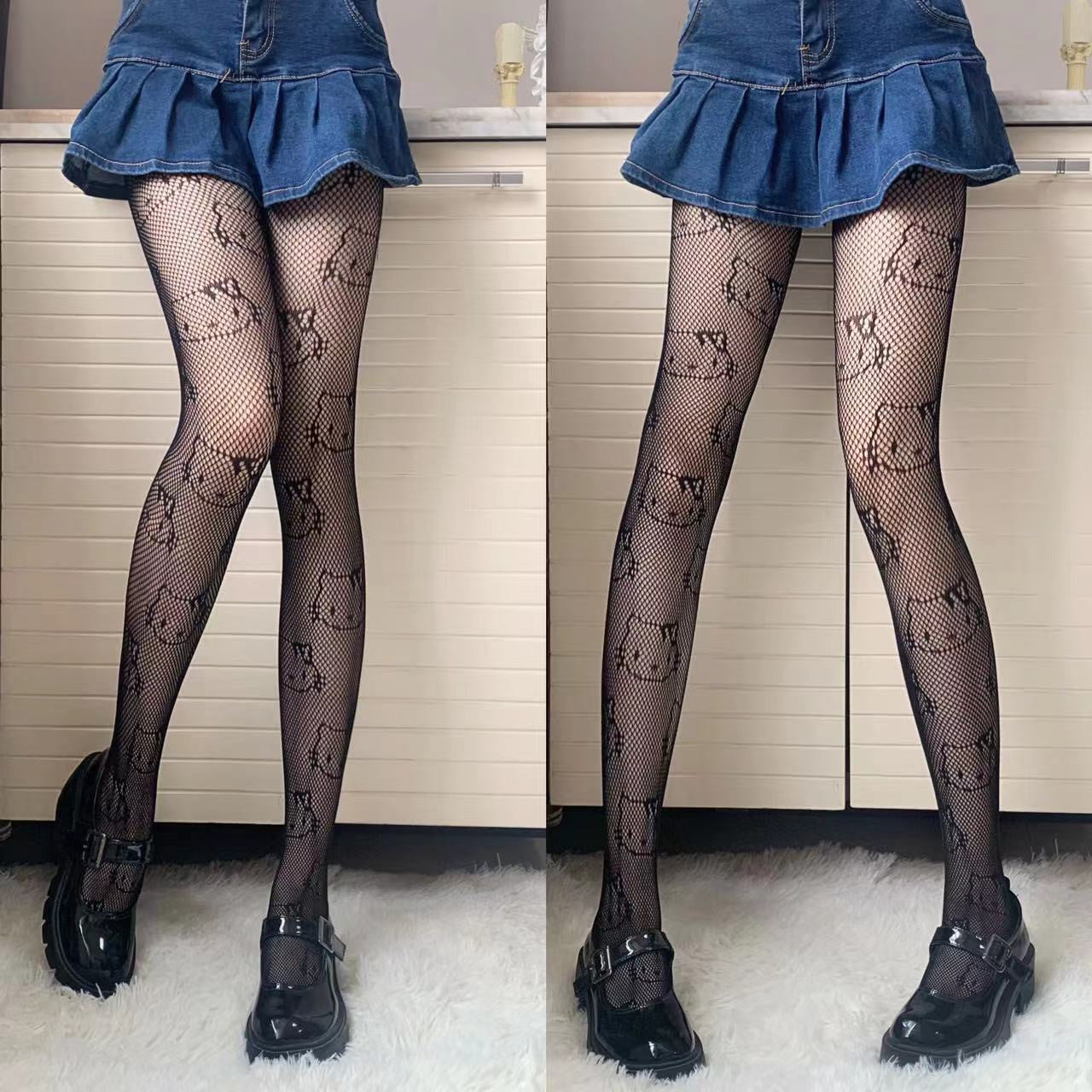 Cartoon fishnet socks