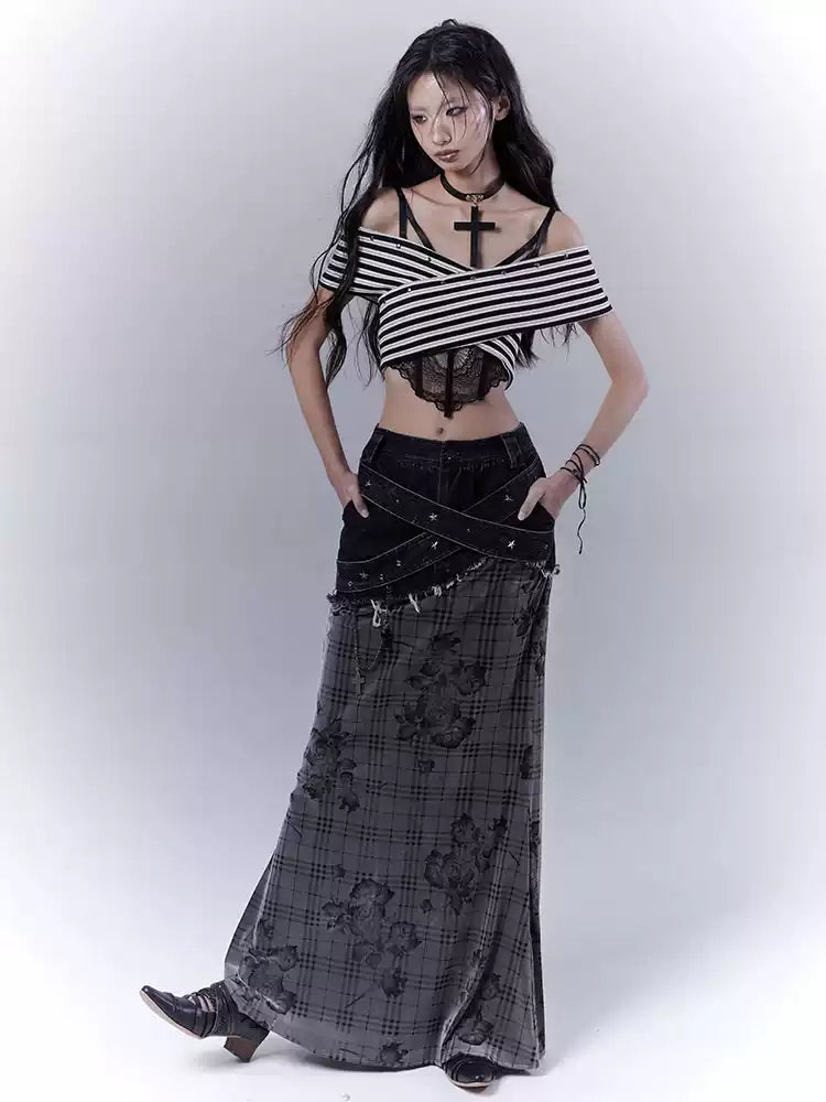one-shoulder striped hot tube top