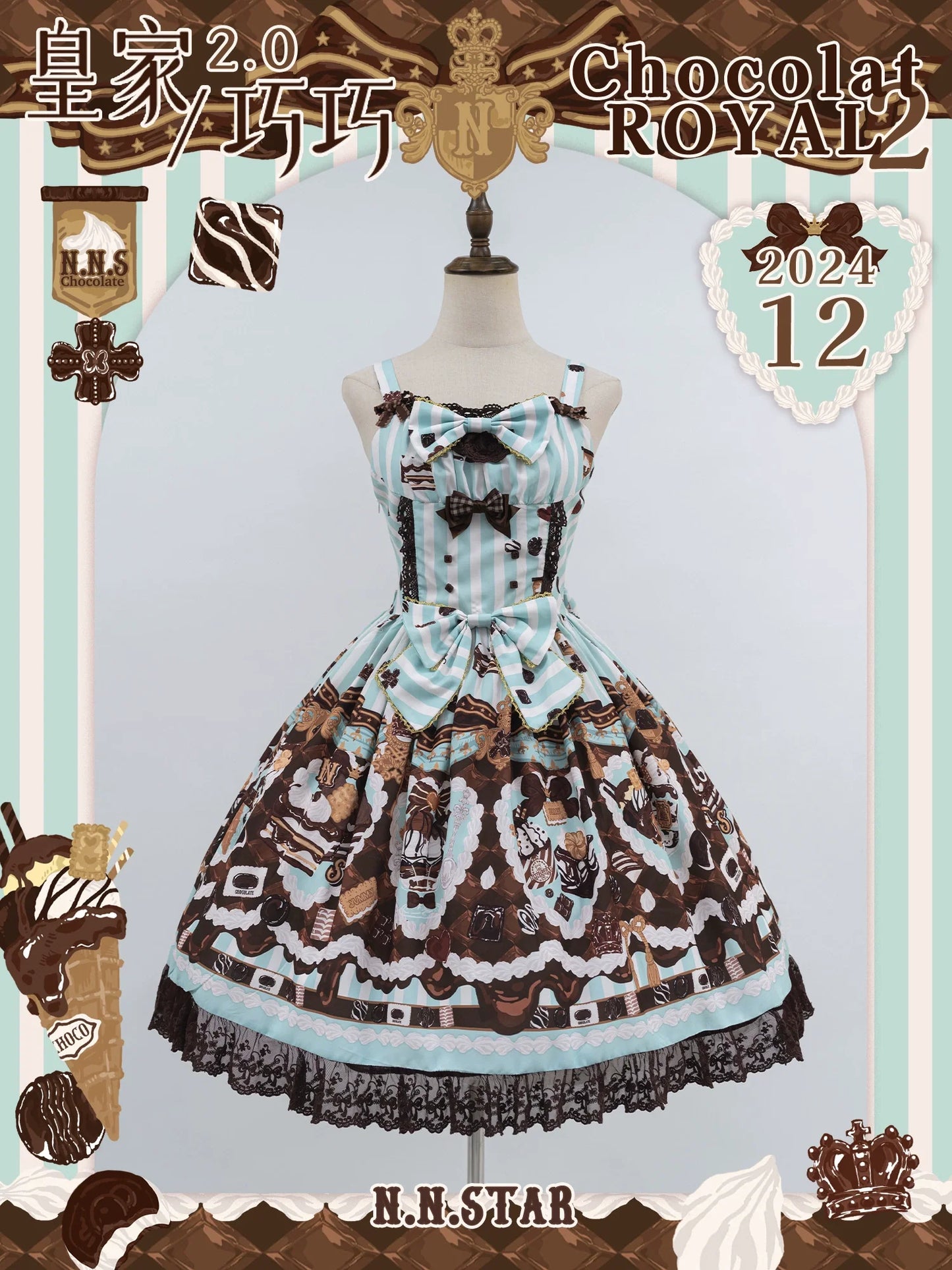 Sweet Lolita Dress Suit Cute Print Lolita OP and JSK (Long) Green JSK only