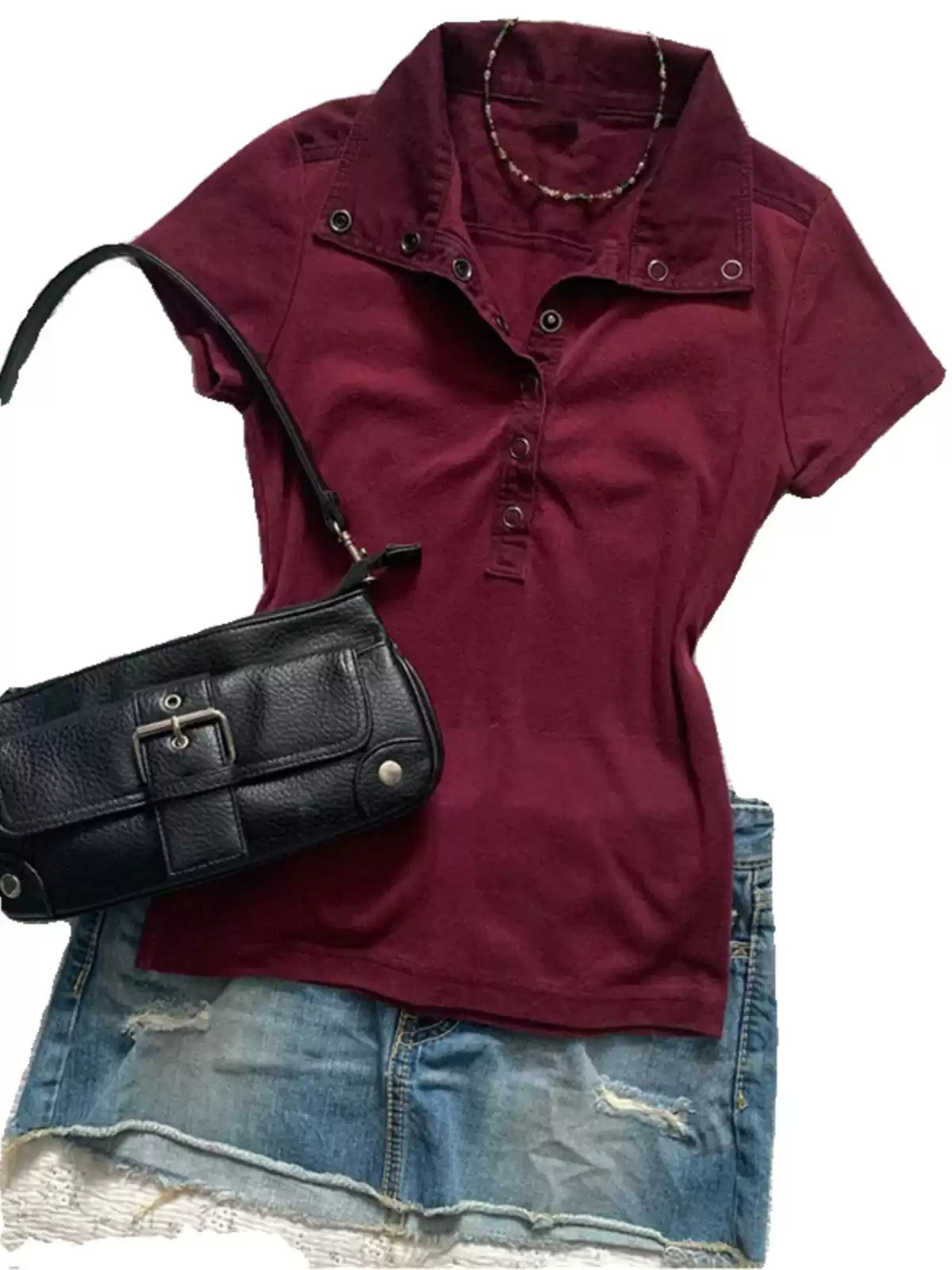 burgundy polo shirt
