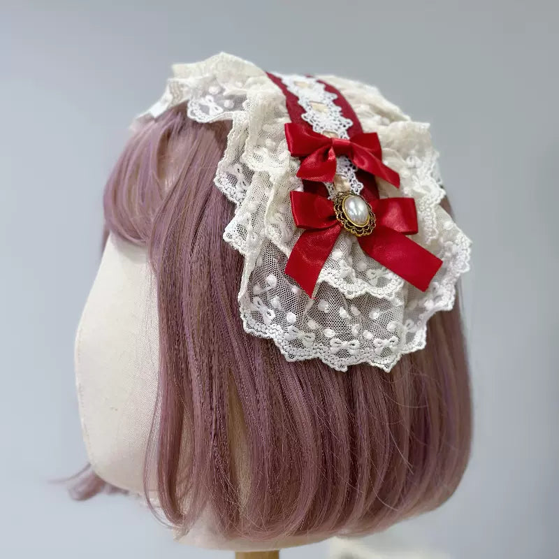 Cello Vintage Elegant 3 Tiered Lolita Jumper Dress wine red hairband