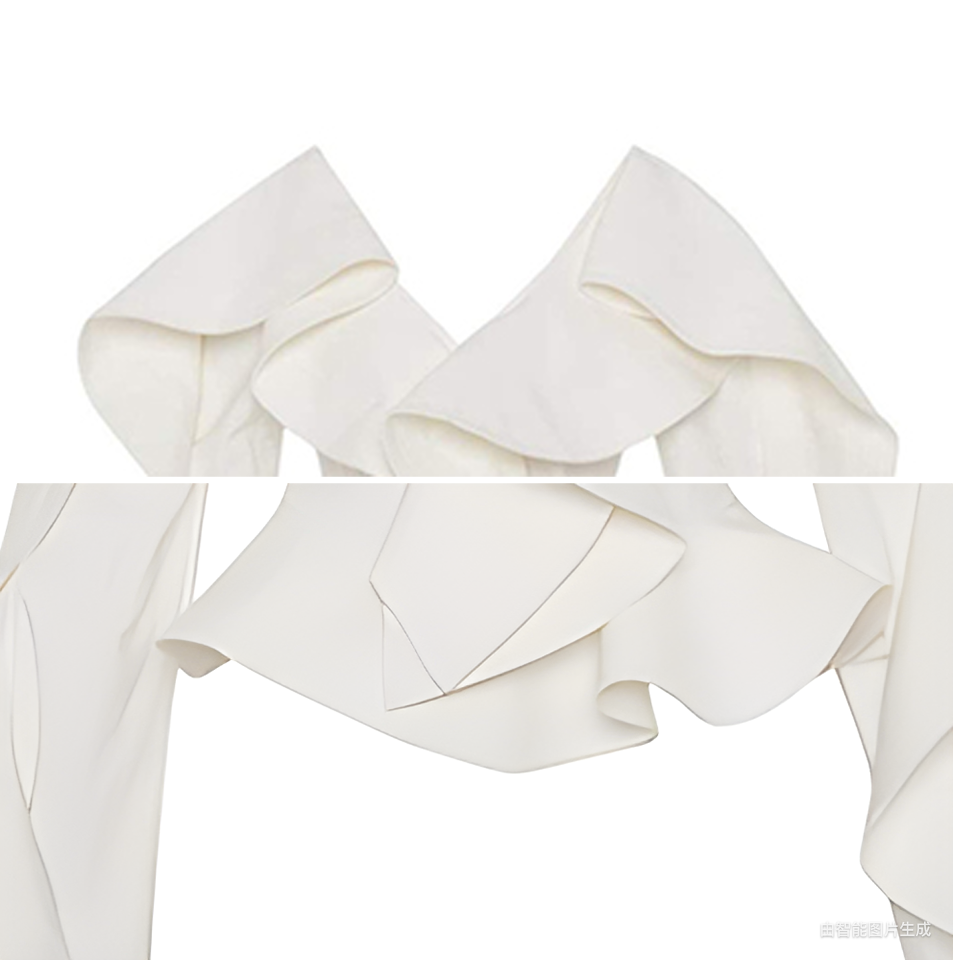 Ruffled splicing design long-sleeved shirt