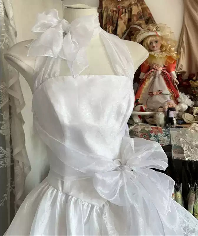 French Fairy White Halter-neck Dress