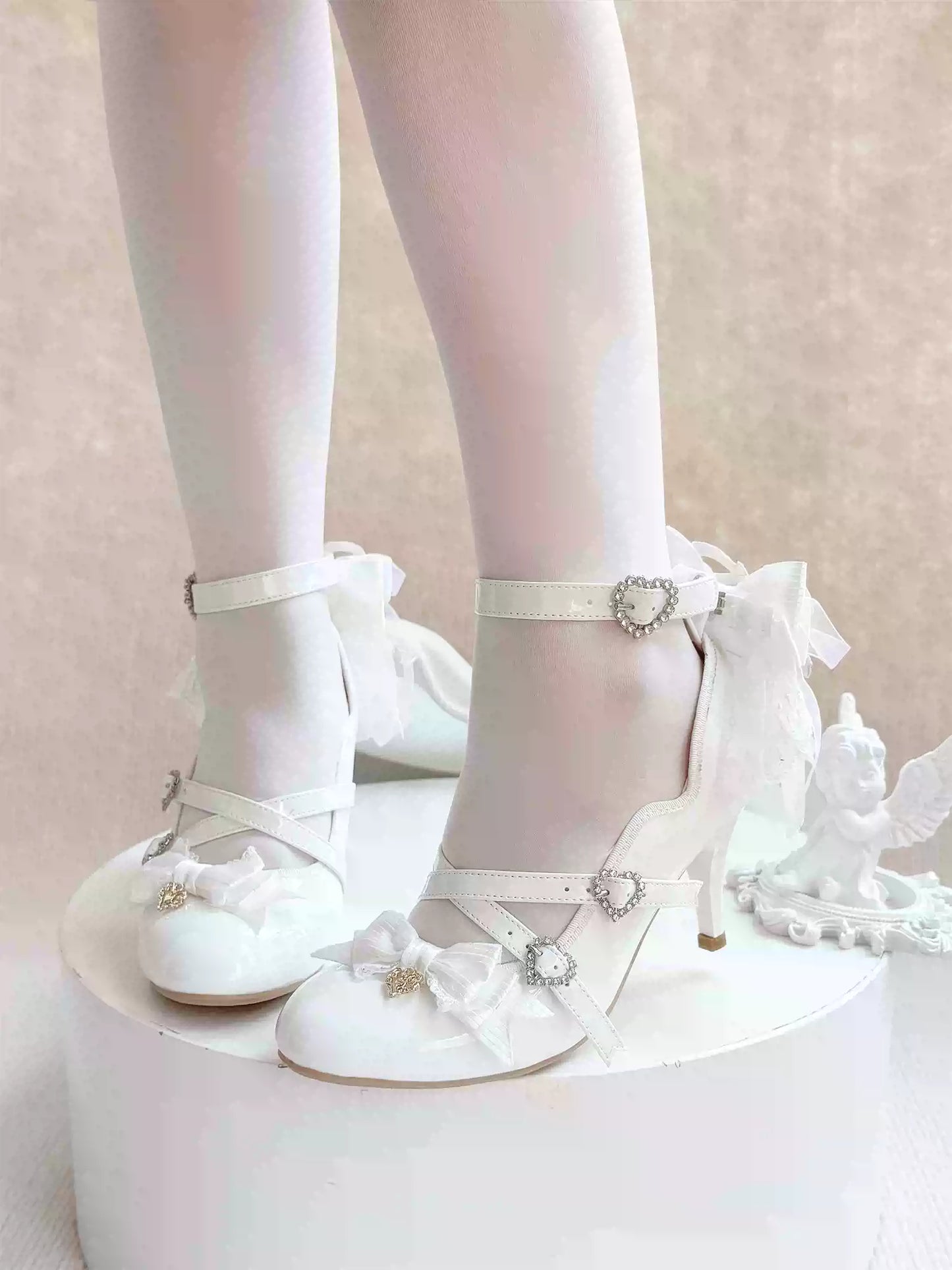 Strawberry Cheese Lolita Bow High Heels
