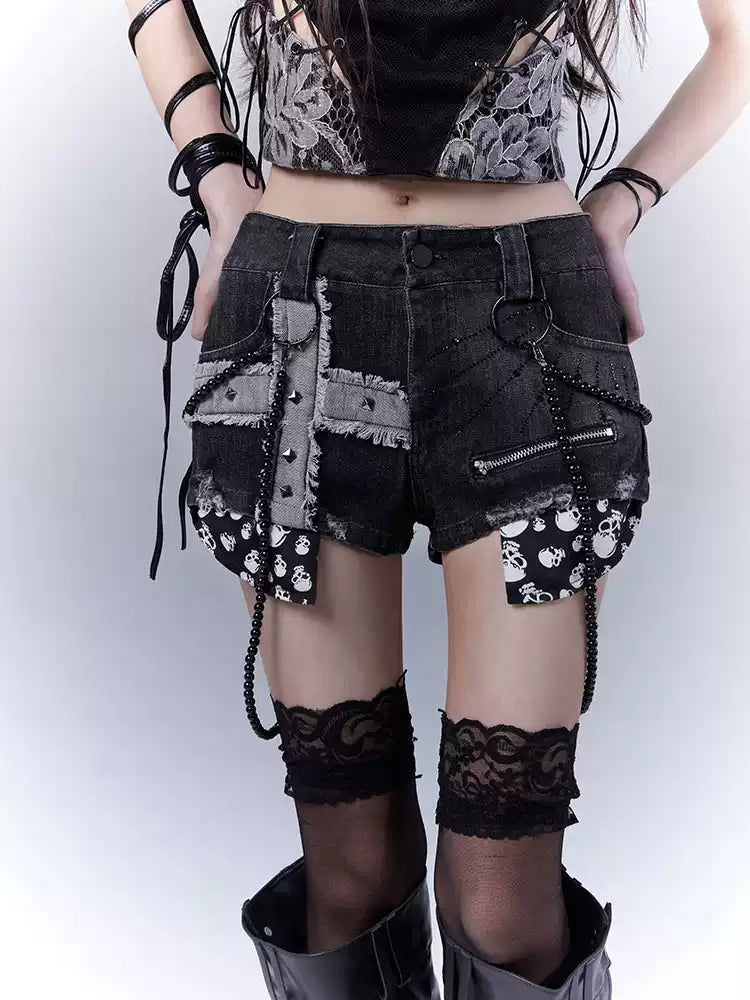 Grunge Rivet Punk Low Waist Jeans