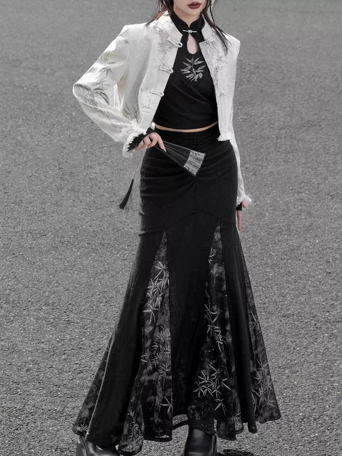 Wasteland Style Black Cheongsam Top