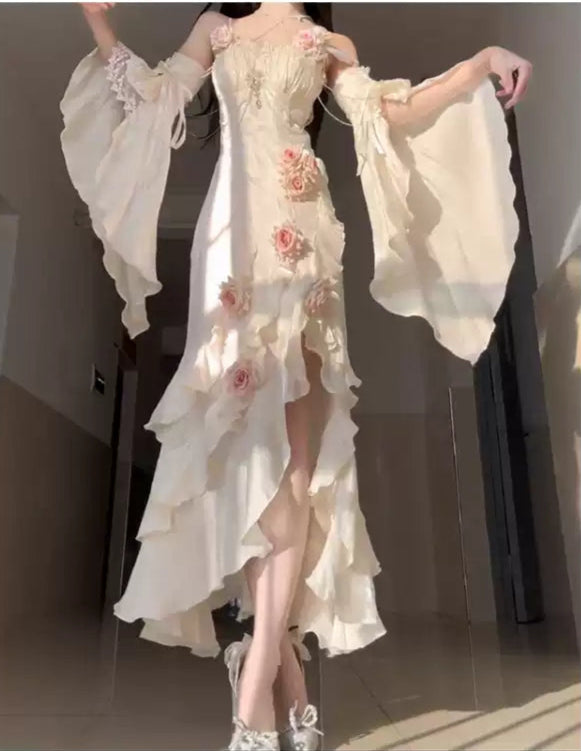 Satin Rose Dress Suspender Dress