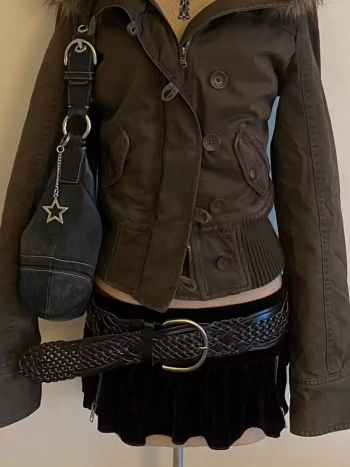 retro Lamb wool hooded jacket