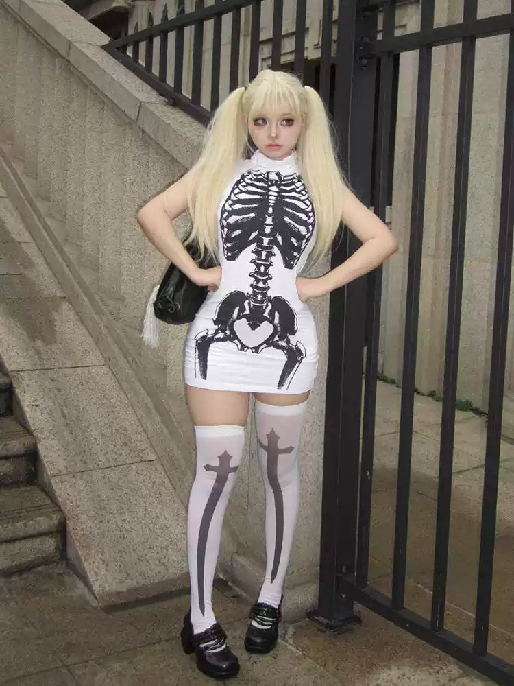 Goth Baddie Printed Hip-hugging Dress